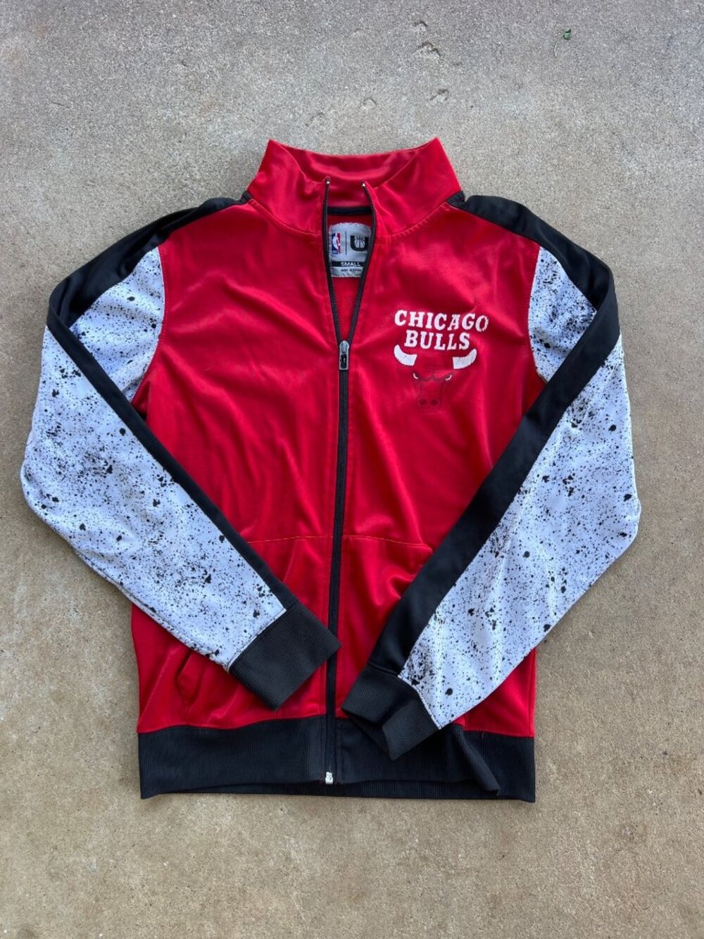Chicago Bulls Red & White Speckled Full-Zip Jacket Small NBA Team Apparel L3